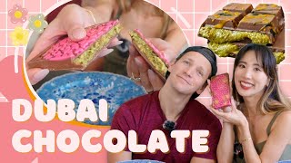 🍫 Trying the Viral DUBAI CHOCOLATES in LA/OC!! (\u0026 Palestinian desserts) | YB vs. FOOD