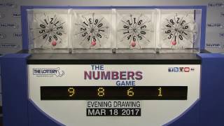Evening Numbers Game Drawing: Saturday, March 18, 2017
