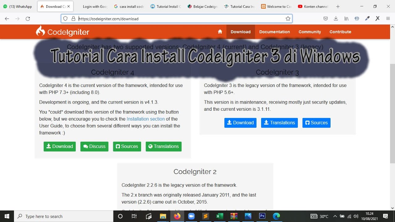 Tutorial Cara Install Codeigniter 3 Di Windows Youtube