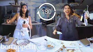 Padma Lakshmi Tries to Keep Up with a Professional Chef in 180º | Back-to-Back C