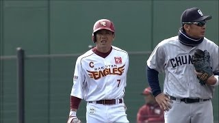 4連打2点！楽天打線が次々にヒットを飛ばす 2014.03.09 E-D