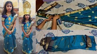 How to pleat \u0026Iron a saree (prep)Tutorial/kids saree wear Tricks/saree draping/fancy dress