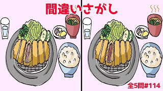 🔵間違い探し全5問🔵3ヶ所の違いを探し出す脳トレで集中力UP！脳を活性化するYoutube動画vol114