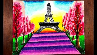 [Age 6-12] Eiffel Tower - Oil Pastel Drawing | Beginners | HomeArt