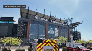 Officials do emergency preparedness exercise at the Linc