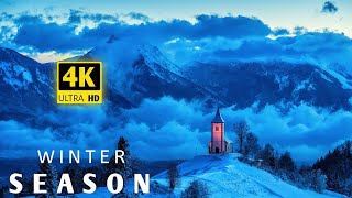 WINTER SEASON | 4K VIDEOS ULTRA HD | Snowy WINTER Scenery With Beautiful Around The World & 4K TV
