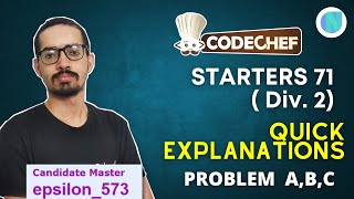 Codechef Starters 71 Div 2 Solutions || Problem A,B,C