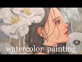 Watercolor Painting [poppy]透明水彩で描くポピーと女の子