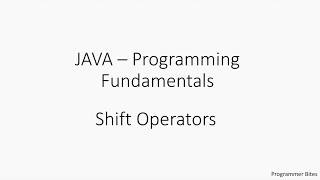 Java Shift Operators
