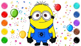 How To Despicable Me Minion | Step By Step Draw & Color Painting |  Toddlers Painting 🌈| Educational