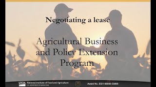 Agricultural Leasing: Negotiating a Lease