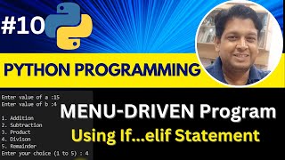 Menu Driven Program in PYTHON || Python Tutorial || If..elif Statement || #pythontutorial