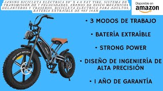 JANSNO Bicicleta Eléctrica 20" x 4.0 Fat Tire, Sistema de transmisión de 7 velocidades