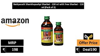 Baidyanath Shankhapushpi Sharbat   220 ml with Free Sharbat   110 ml Pack of 2