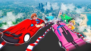 IMPOSSIBLE Wavy Ramp Race In GTA 5...