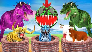 Cow Tiger Bull Monkey Mammoth Dinosaur Pacman Hide And Seek Game Challenge Wild Animals Hide & Seek