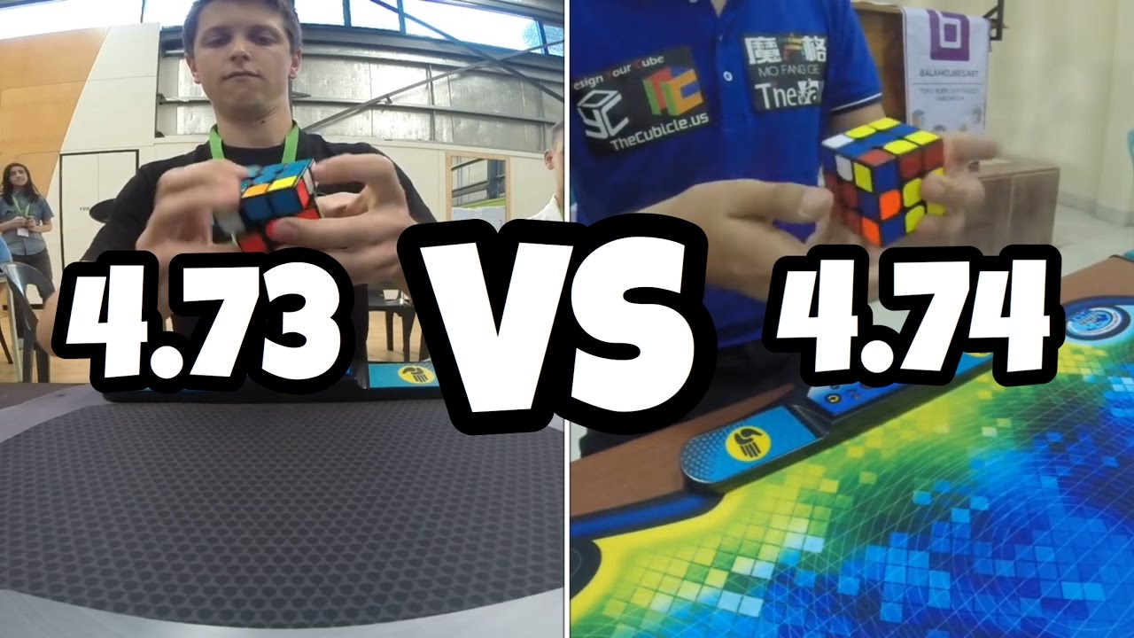 Rubik's Cube World Record 4.73 Feliks' Zemdegs VS 4.74 Mats Valk! (Side ...