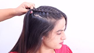 Attractive Front Look French Braid Hairstyle For Special Occasion.