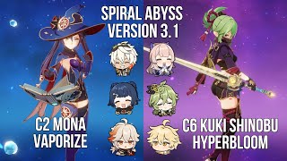 C2 Mona Vaporize - C6 Kuki Shinobu Hyperbloom | 3.1 Spiral Abyss Floor 12 | Genshin Impact