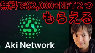 【注目】無料で仮想通貨$2,000(26万円)分+NFT2つを『Aki Network』でゲットしよう！