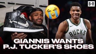 Giannis Trolls P.J. Tucker About Expensive Diamond Air Jordan 1 Shoes