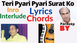 Teri Pyari Pyari Surat Ko Chords Tabs Intro Interlude Lesson