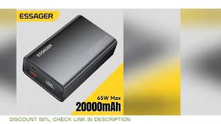 Essager Power Bank 20000mAh Portable PD 65W Fast Charging  Mobile Phone External Battery Powerbank F