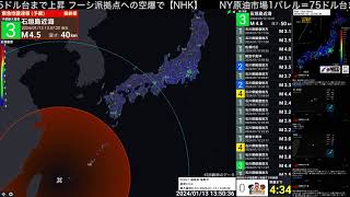 石垣島近海 最大震度3 M4.6 2024年1月13日 13時47分ごろ