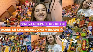 PRIMEIRA COMPRA DO MÊS PARA CASAL 🛒 ACABEI ME MACHUCANDO NO MERCADO 😭