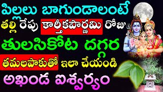 పిల్లలు బాగుండాలంటే తల్లి రేపు కార్తీకపౌర్ణమి రోజు తులసికోట దగ్గర తమలపాకుతో ఇలా చేయండి అఖండ ఐశ్వర్యం