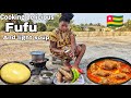 Cooking popular West African Mouthwatering fufu and goat meat light soup in lomé Togo 🇹🇬.