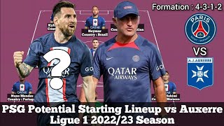 PSG Potential Starting Lineup vs Auxerre ► Ligue 1 2022/23 Season ● HD