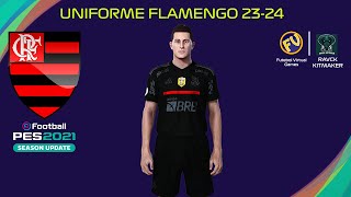 Uniforme do Flamengo 23-24 para PES 2021 + Aprenda a configurar no PES 21