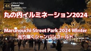 4K【丸の内イルミネーション2024】【Marunouchi Street Park 2024 Winter~行幸通りスケートリンク】【光り輝くシャンパンゴールド~丸の内仲通りのクリスマスマーケット】