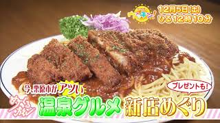 【tbcテレビ】「サタデーウォッチン」12月5日 今、栗原市がアツい☆温泉グルメ・新店めぐり