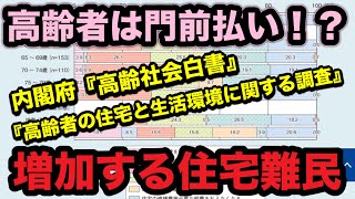 高齢者の住宅難民急増中！？賃貸か持ち家か？ついに決着！？／住宅難民／賃貸 審査 落ちる／家賃払えない／孤独死／家賃滞納／いつまで働きますか／年金が減る／物価高騰／高齢者 生活困窮／住宅セーフティネット