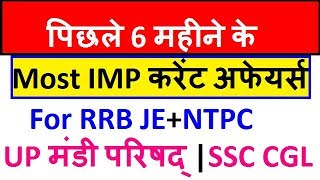 पिछले 6 महीने के करेंट अफेयर्स 2019 FOR Railway JE , NTPC, UPSSSC Mandi Parishad Current Affairs