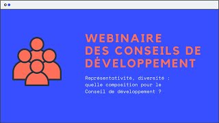 Webinaire des Conseils de développement - 10 juillet 2020