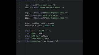 Python program that's perfect for practice. It uses variables, user input, calculations, and output.