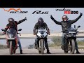 Pulsar RS200 BS7 with39 Teeth Sprocket vs Yamaha R15M vs KTM RC200 Drag Race