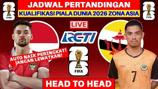 Jadwal Kualifikasi Piala Dunia 2026 Zona Asia  - Timnas Indonesia vs Brunei - Live RCTI