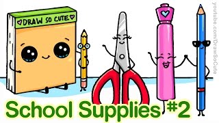How to Draw Back to School Supplies #2 Cute and Easy step by step