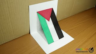تعلم كيفية رسم علم دولة فلسطين ثلاثي الابعاد رسم خدع بصرية ثري دي