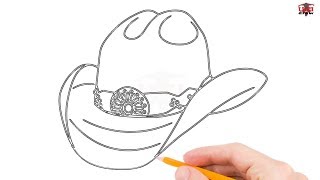How to Draw a Cowboy Hat Step by Step Easy for Beginners – Simple Hats Drawing Tutorial