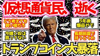 【速報】仮想通貨民、トランプコイン大暴落で逝く...【2ch投資スレ】