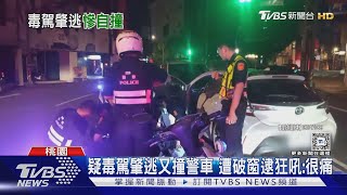 疑毒駕肇逃又撞警車 遭破窗逮狂吼:很痛｜TVBS新聞 @TVBSNEWS01