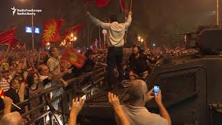 Tear Gas And Flash Grenades At Macedonia Protest