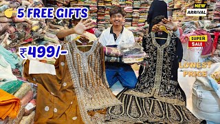 Pakistani Premium Suits Fancy Dress Materials 5 FREE GIFTS Cotton Suits Manha RS Designer Hyderabad