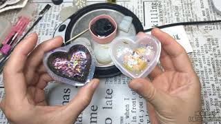 滴膠愛心流沙DIY 把喜歡的都放進去！ Heart shaker resin DIY