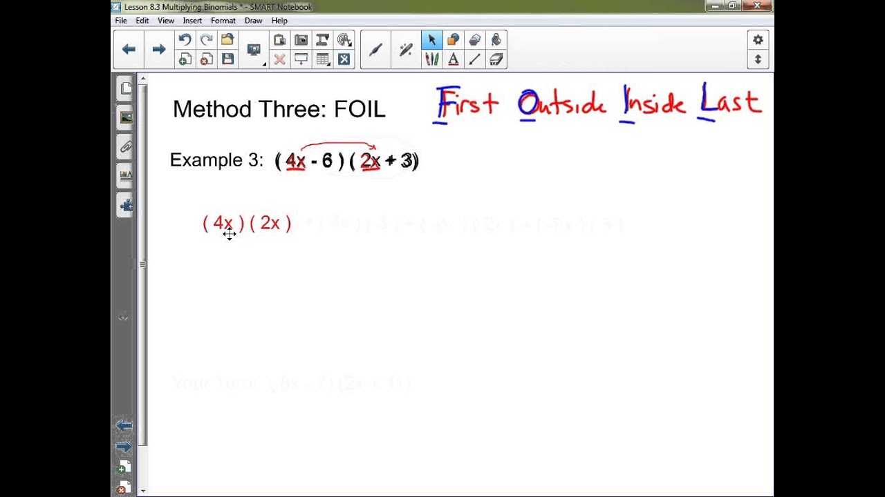 Algebra 1 - Lesson 8.3 Multiplying Binomials - YouTube